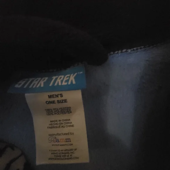 Blue Star Trek Bathrobe with Black Trim "SPOCK" - Picture 6 of 9